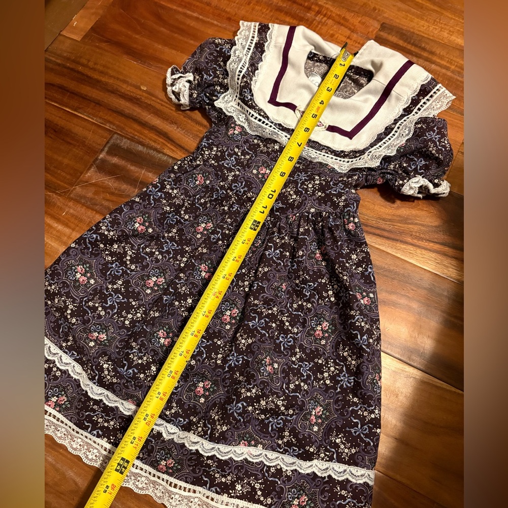Vintage Gunne Sax Girls Prairie Dress Size 4 Floral‎ Lace Cottagecore USA k2